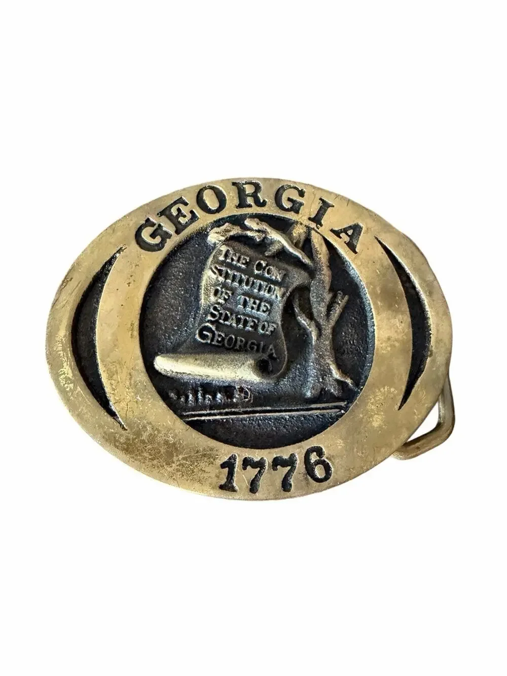 Georgia 1776 Solid Heritage Brass Belt Buckle Registered Collection MB-5109